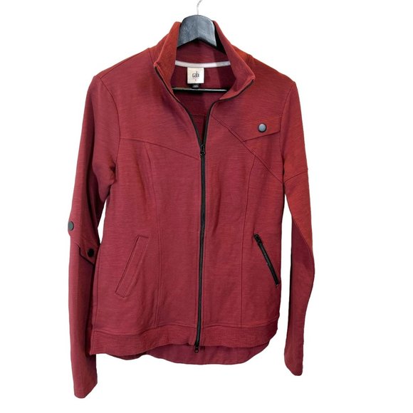 CAbi Red Training Zip Up Mock Neck Jacket Small